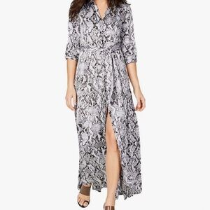 INC International Concepts Shirt Dress Belted Snake Print Size 6